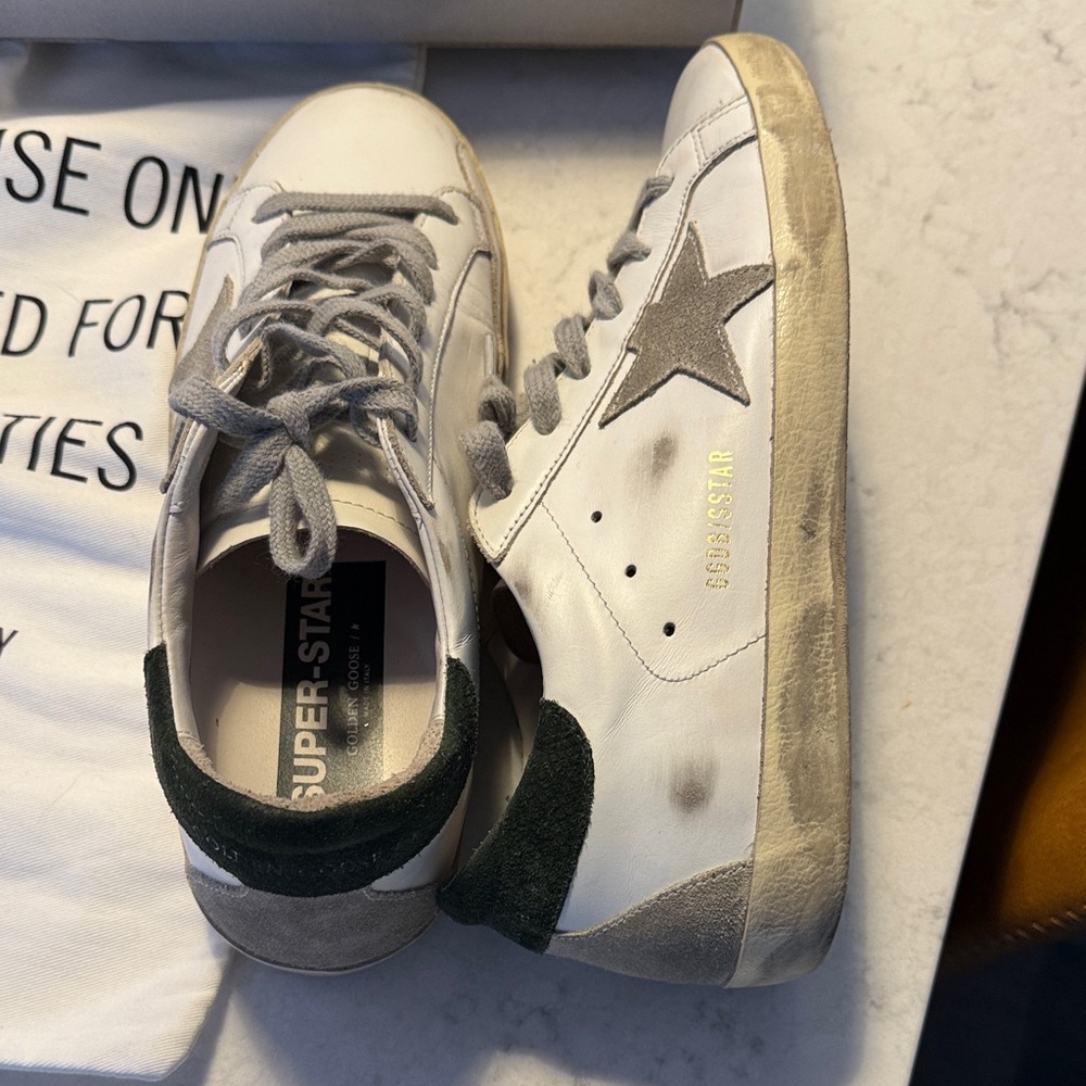 Women’s Golden Goose Super-Star White/Ice/Military Sneakers Size 10US